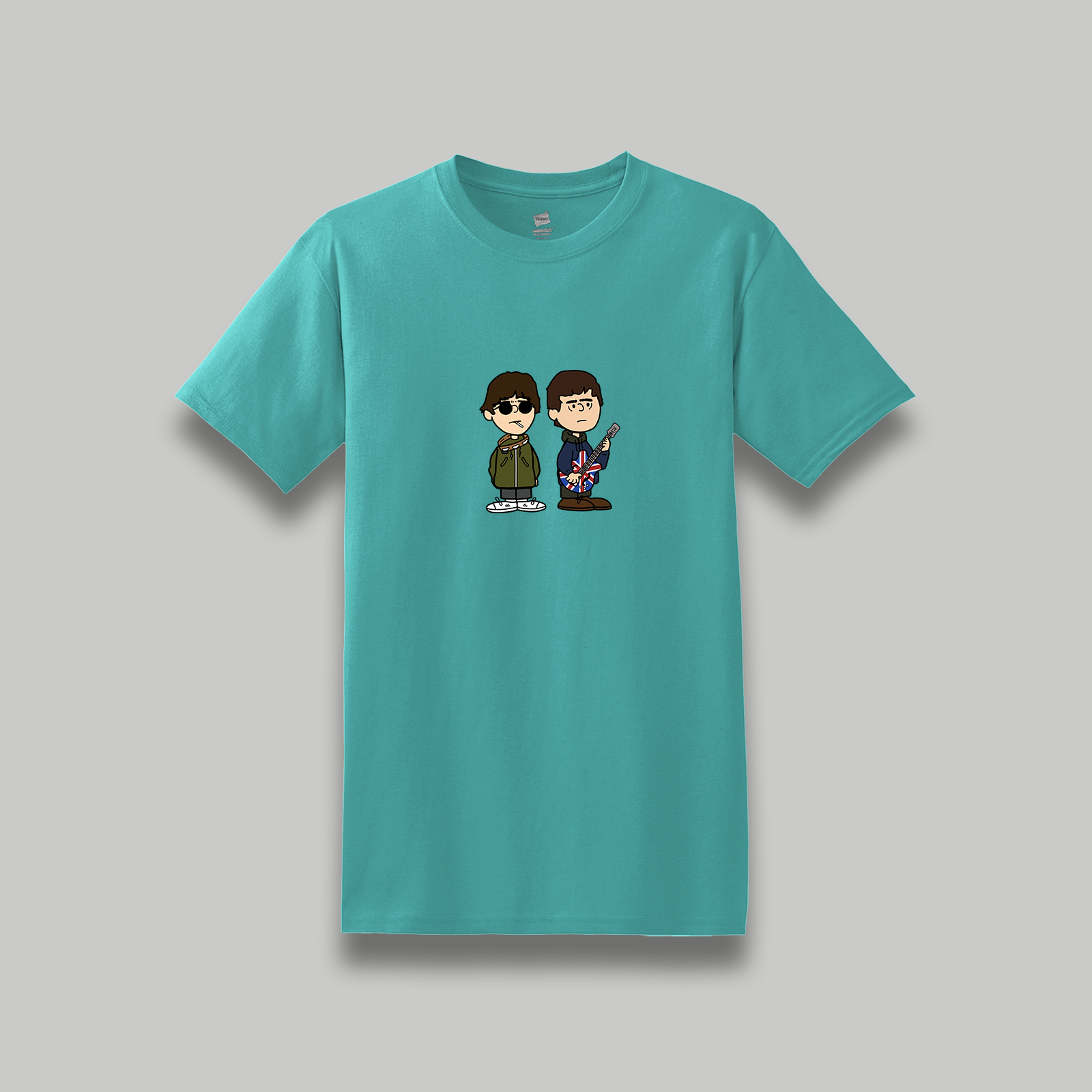 Oasis Liam & Noel Gallagher Retro Cartoon Style Graphic T-Shirt | Unisex Music Tee
