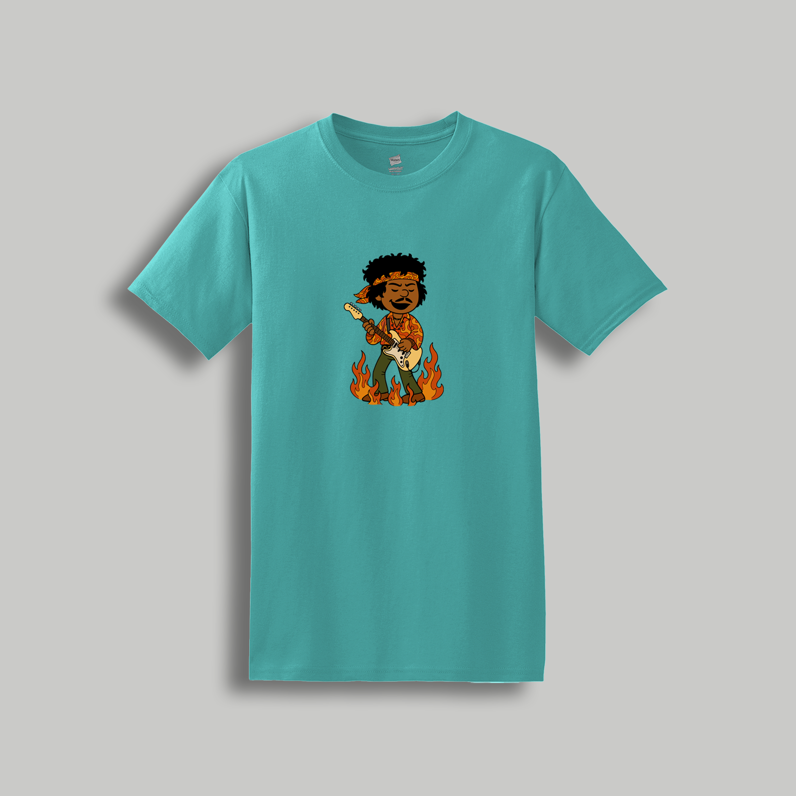 Jimi Hendrix Peanuts-Style Graphic Tee – Retro Cartoon Psychedelic Rock Legend Shirt