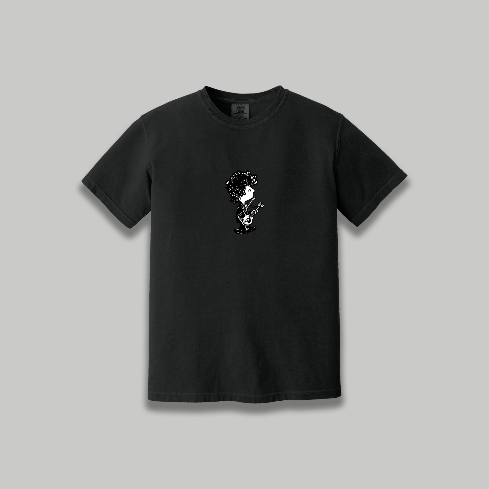 Bob Dylan Retro Cartoon Graphic T-Shirt - Peanuts-Style  Cartoon Folk Legend Band Shirt