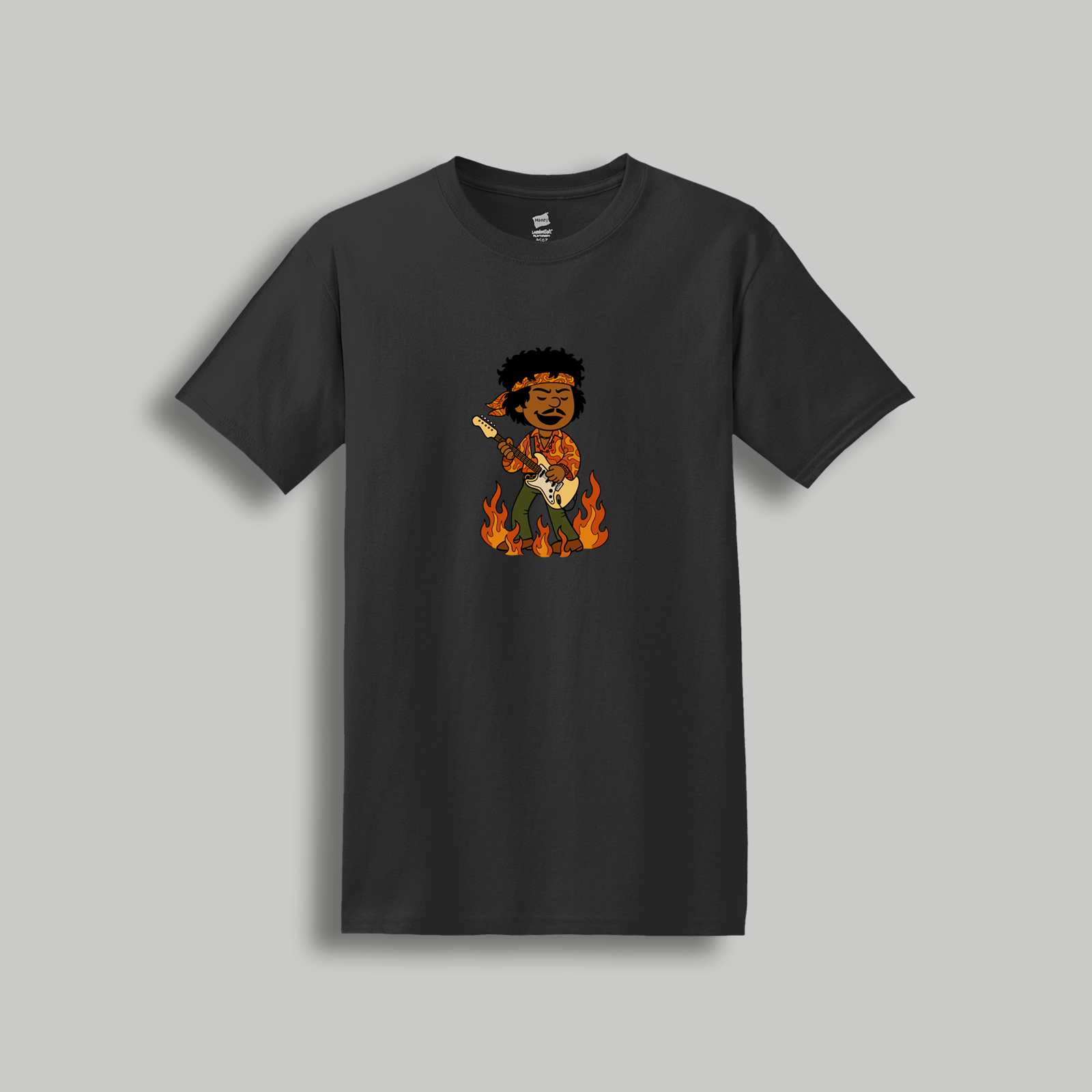 Jimi Hendrix Peanuts-Style Graphic Tee – Retro Cartoon Psychedelic Rock Legend Shirt