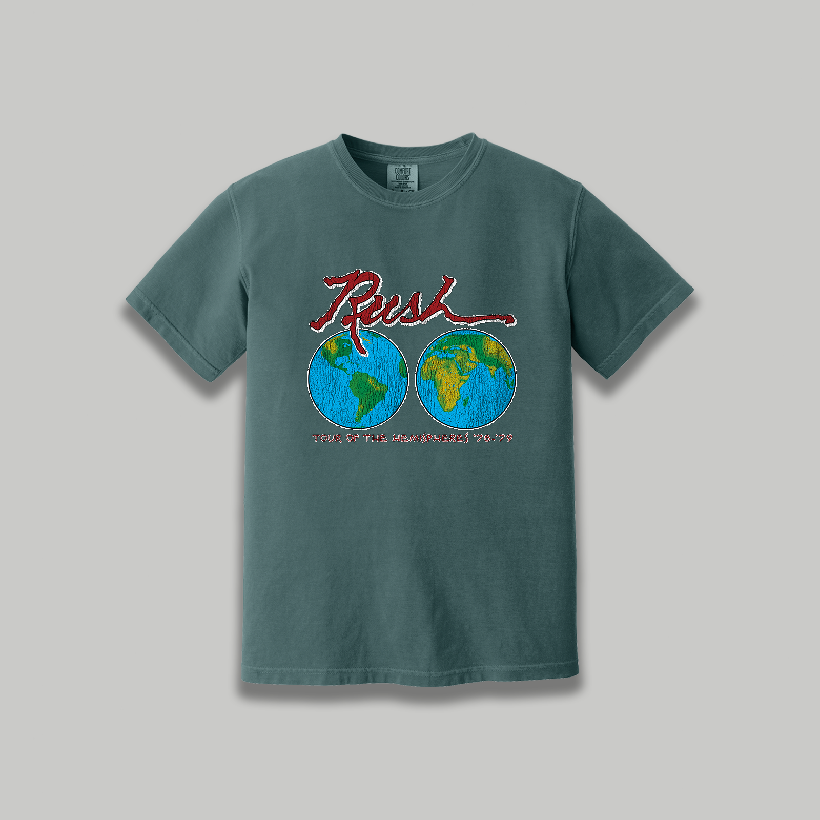 Rush Tour of The Hemispheres Vintage T-Shirt: Rush Restored Graphic 70s Band Tee