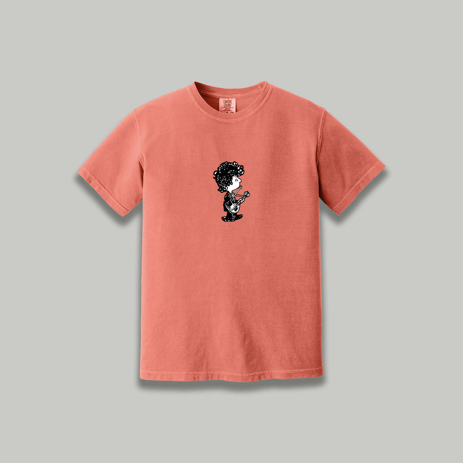Bob Dylan Retro Cartoon Graphic T-Shirt - Peanuts-Style  Cartoon Folk Legend Band Shirt