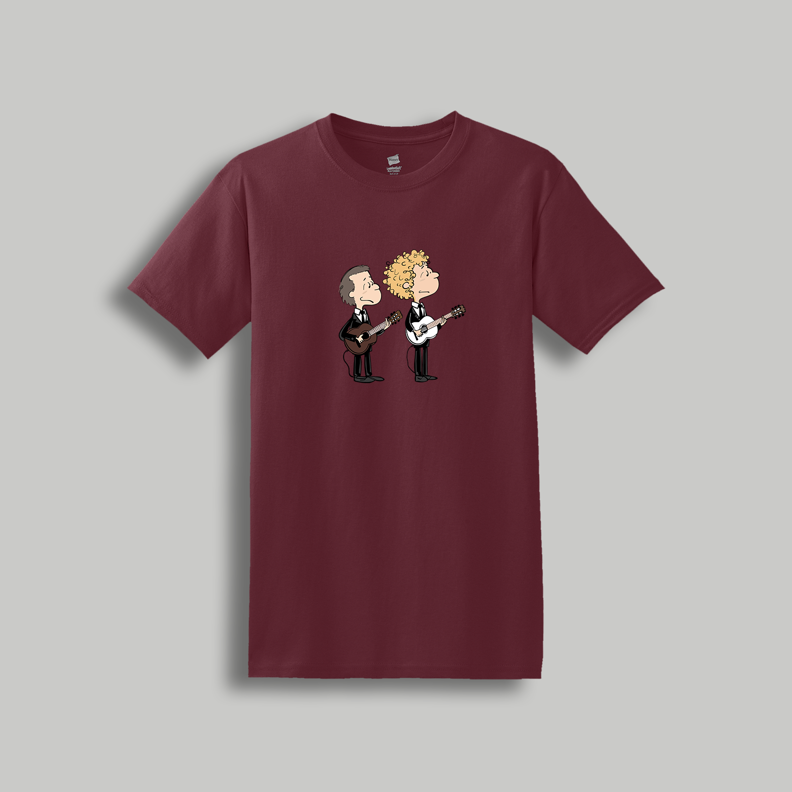 Simon & Garfunkel Cartoon T-Shirt – Vintage Style Folk Rock Art Tee