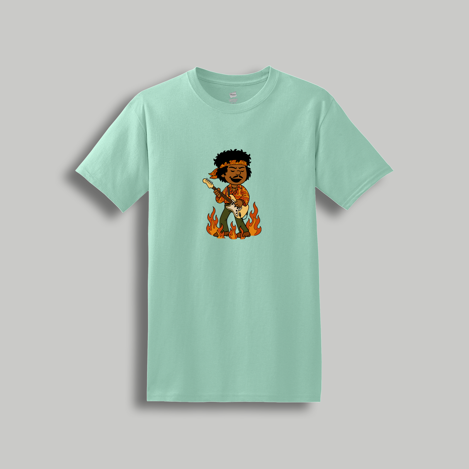 Jimi Hendrix Peanuts-Style Graphic Tee – Retro Cartoon Psychedelic Rock Legend Shirt