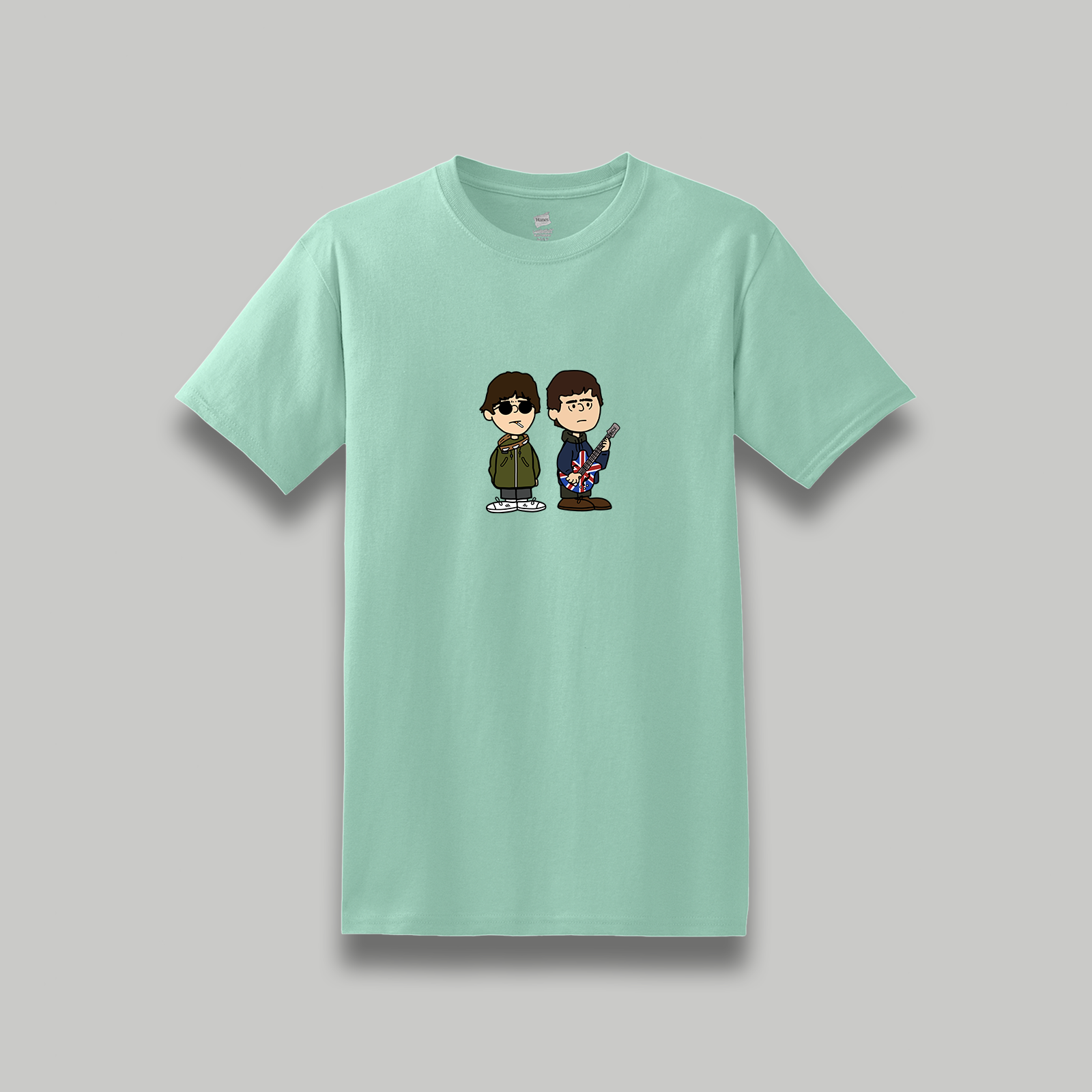 Oasis Liam & Noel Gallagher Retro Cartoon Style Graphic T-Shirt | Unisex Music Tee