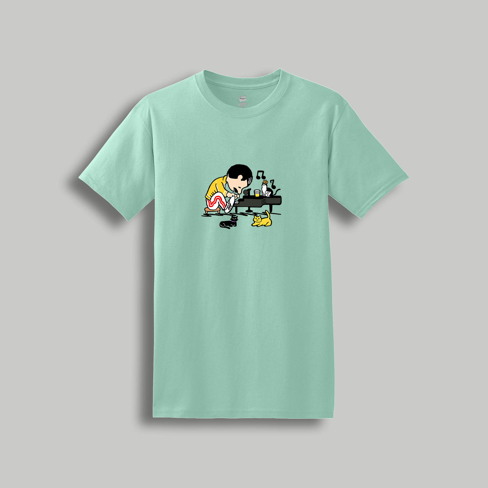 Freddie Mercury Retro Cartoon T-Shirt - Queen Inspired Peanuts Cartoon Tee