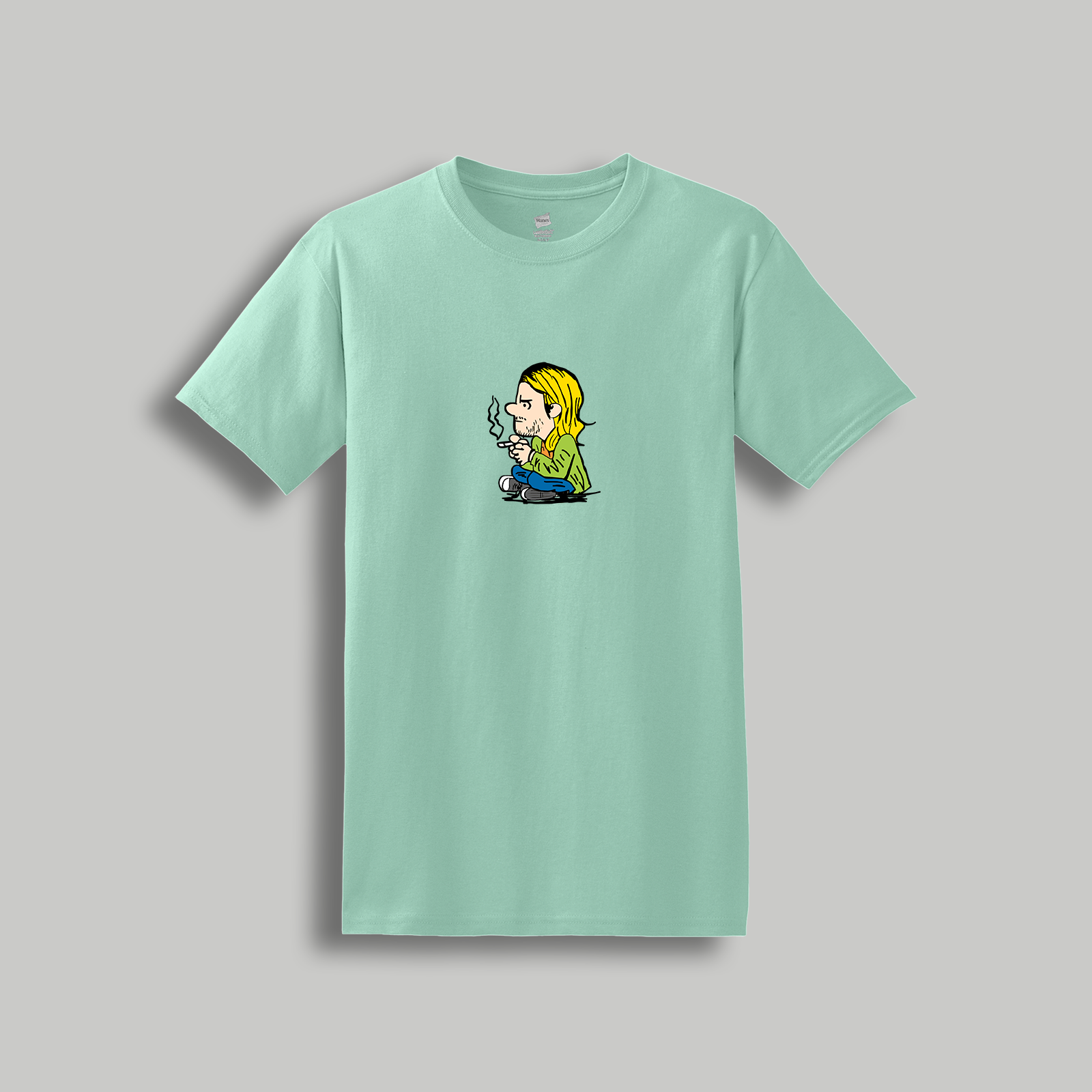 Kurt Cobain Retro Cartoon T-Shirt - Nirvana Peanuts Style Tribute Tee