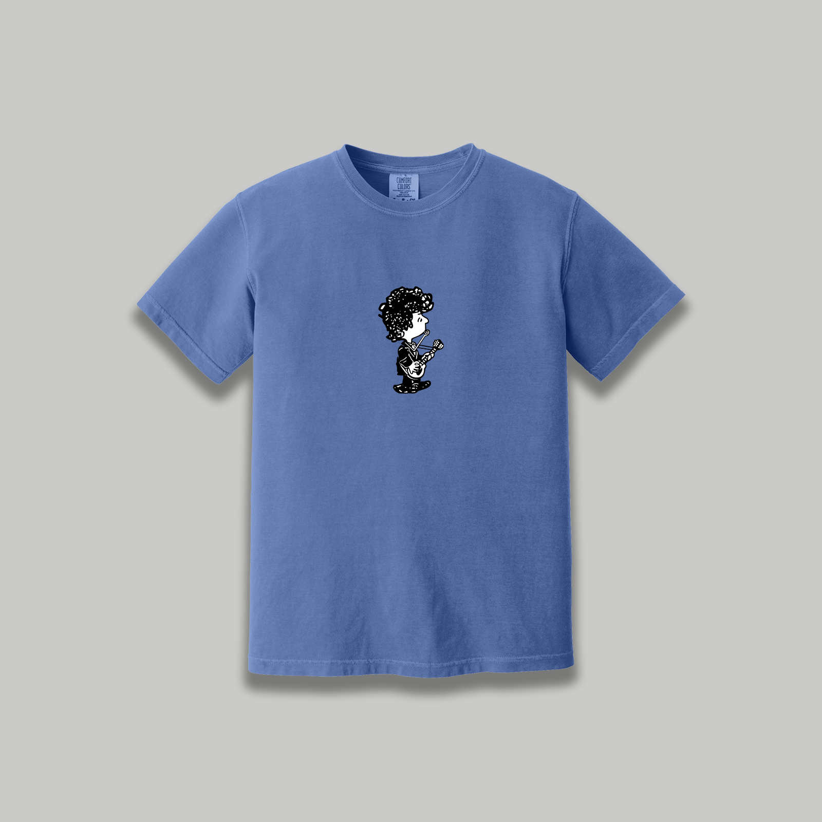 Bob Dylan Retro Cartoon Graphic T-Shirt - Peanuts-Style  Cartoon Folk Legend Band Shirt