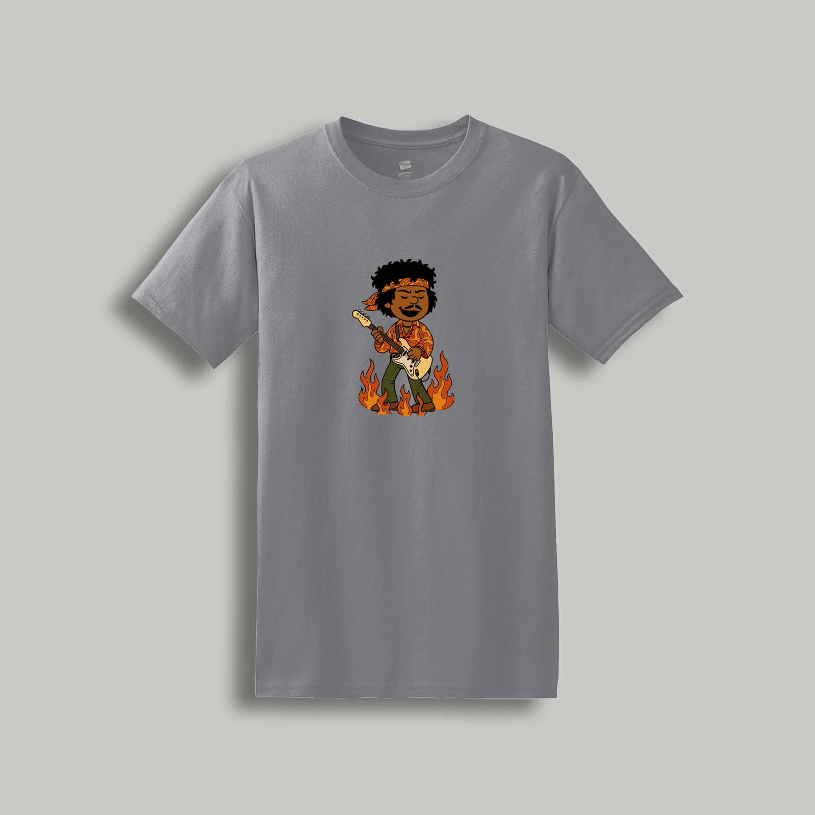 Jimi Hendrix Peanuts-Style Graphic Tee – Retro Cartoon Psychedelic Rock Legend Shirt