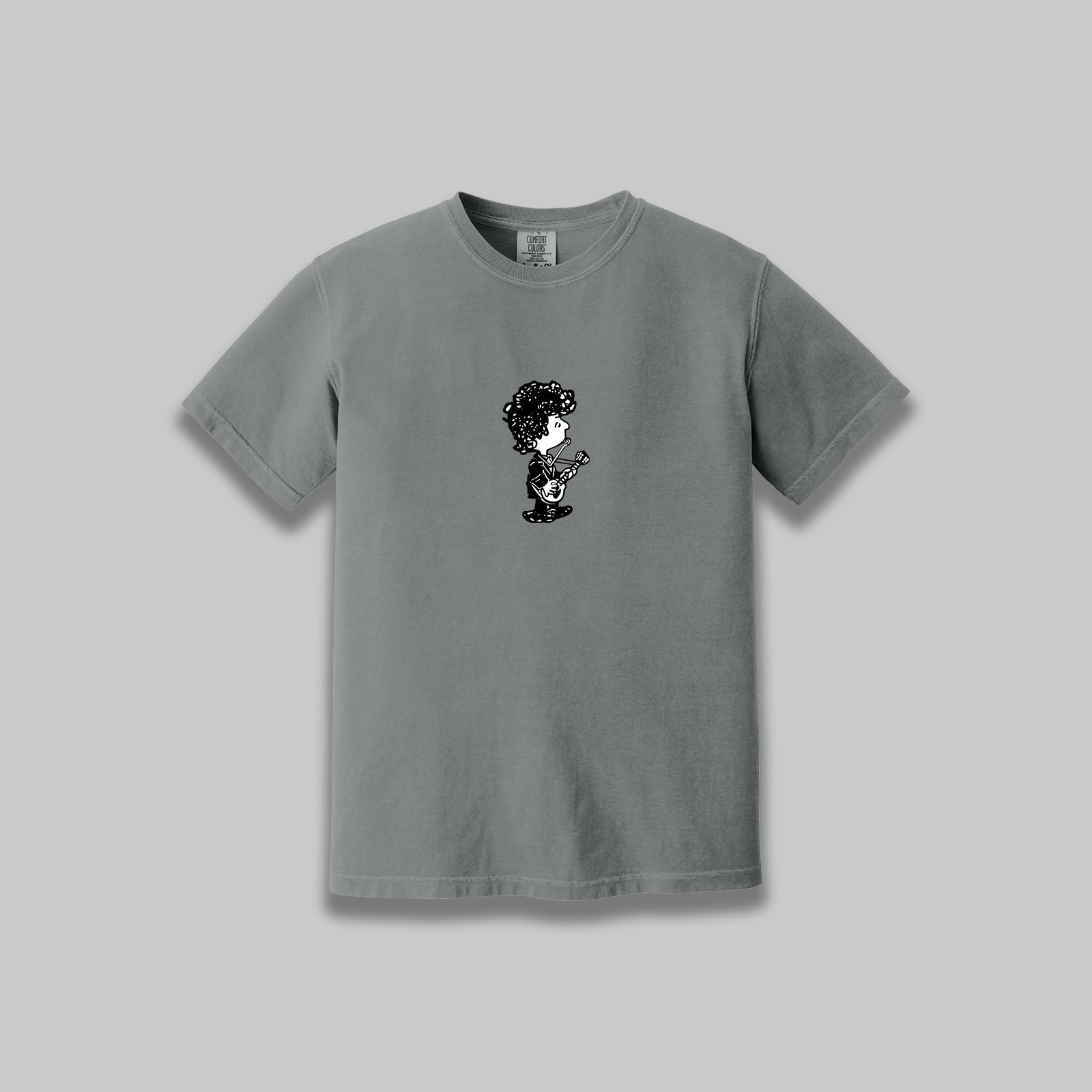 Bob Dylan Retro Cartoon Graphic T-Shirt - Peanuts-Style  Cartoon Folk Legend Band Shirt
