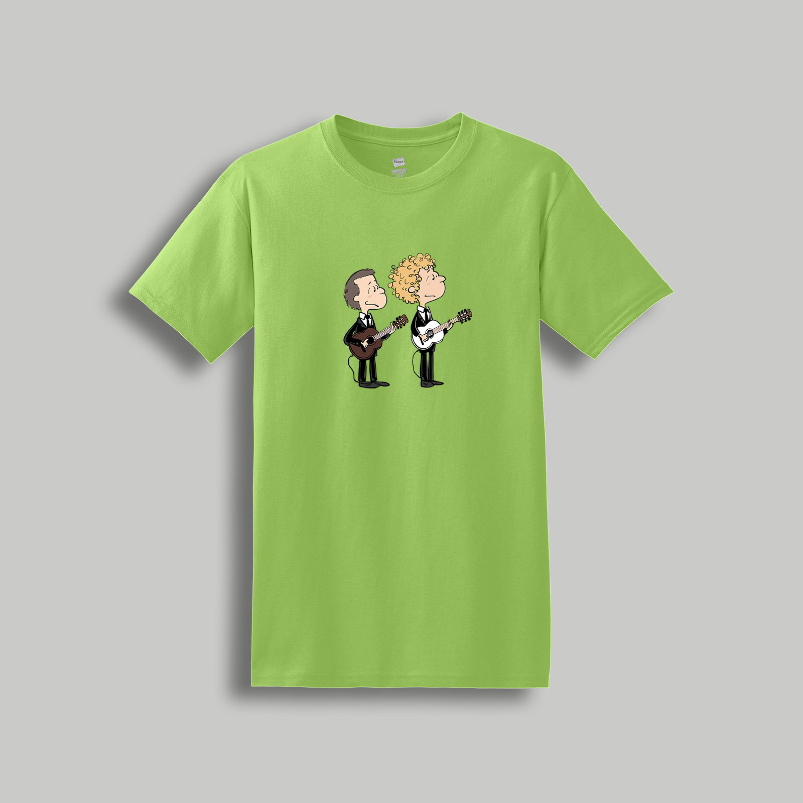 Simon & Garfunkel Cartoon T-Shirt – Vintage Style Folk Rock Art Tee