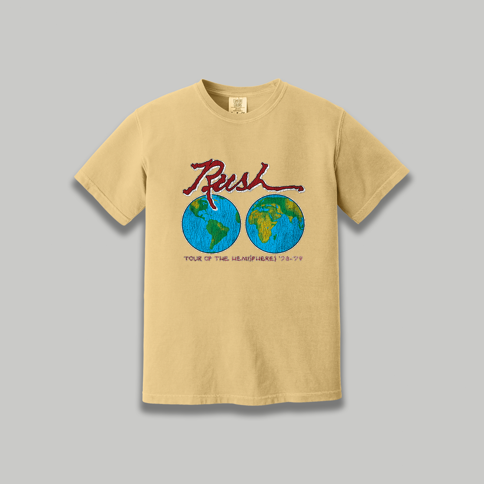 Rush Tour of The Hemispheres Vintage T-Shirt: Rush Restored Graphic 70s Band Tee