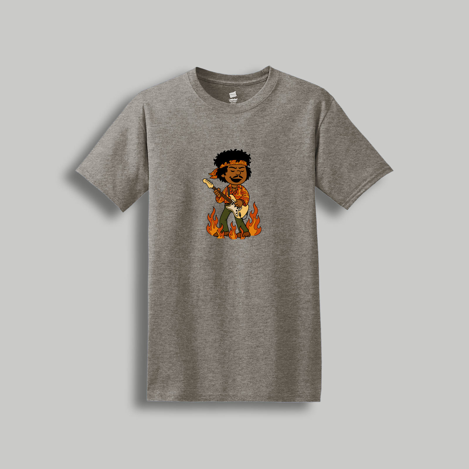 Jimi Hendrix Peanuts-Style Graphic Tee – Retro Cartoon Psychedelic Rock Legend Shirt