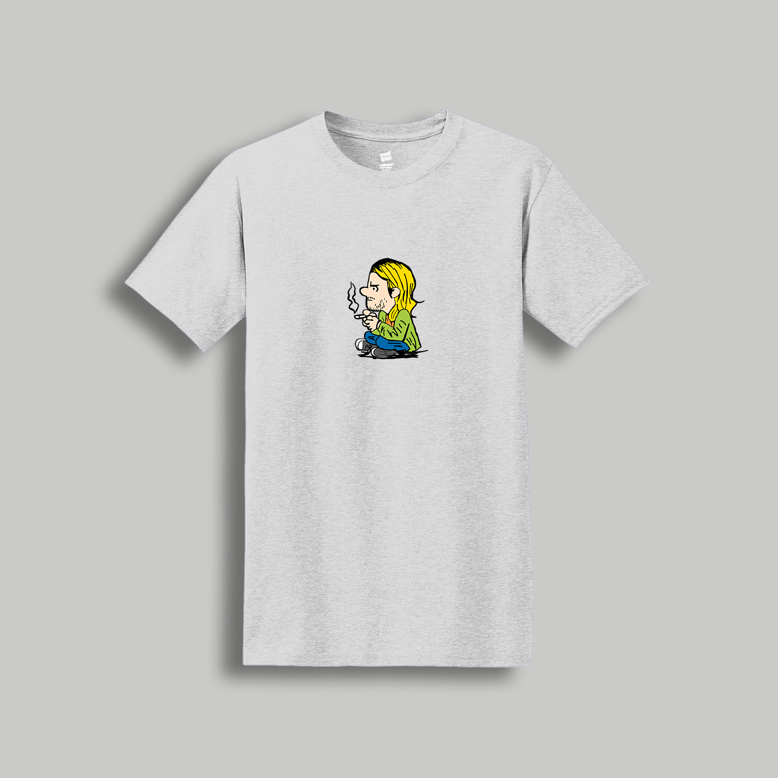 Kurt Cobain Retro Cartoon T-Shirt - Nirvana Peanuts Style Tribute Tee