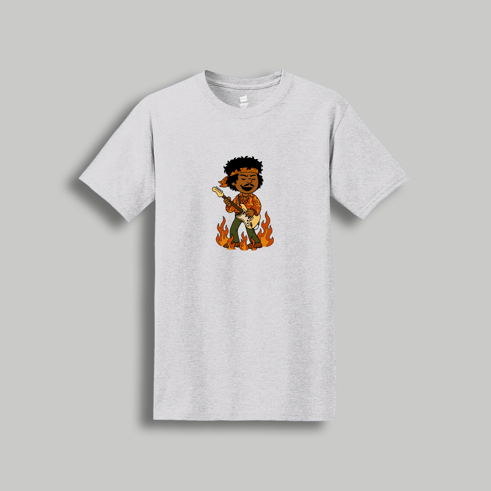 Jimi Hendrix Peanuts-Style Graphic Tee – Retro Cartoon Psychedelic Rock Legend Shirt