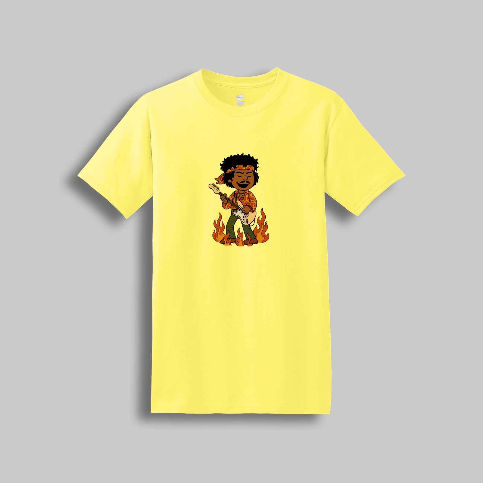 Jimi Hendrix Peanuts-Style Graphic Tee – Retro Cartoon Psychedelic Rock Legend Shirt